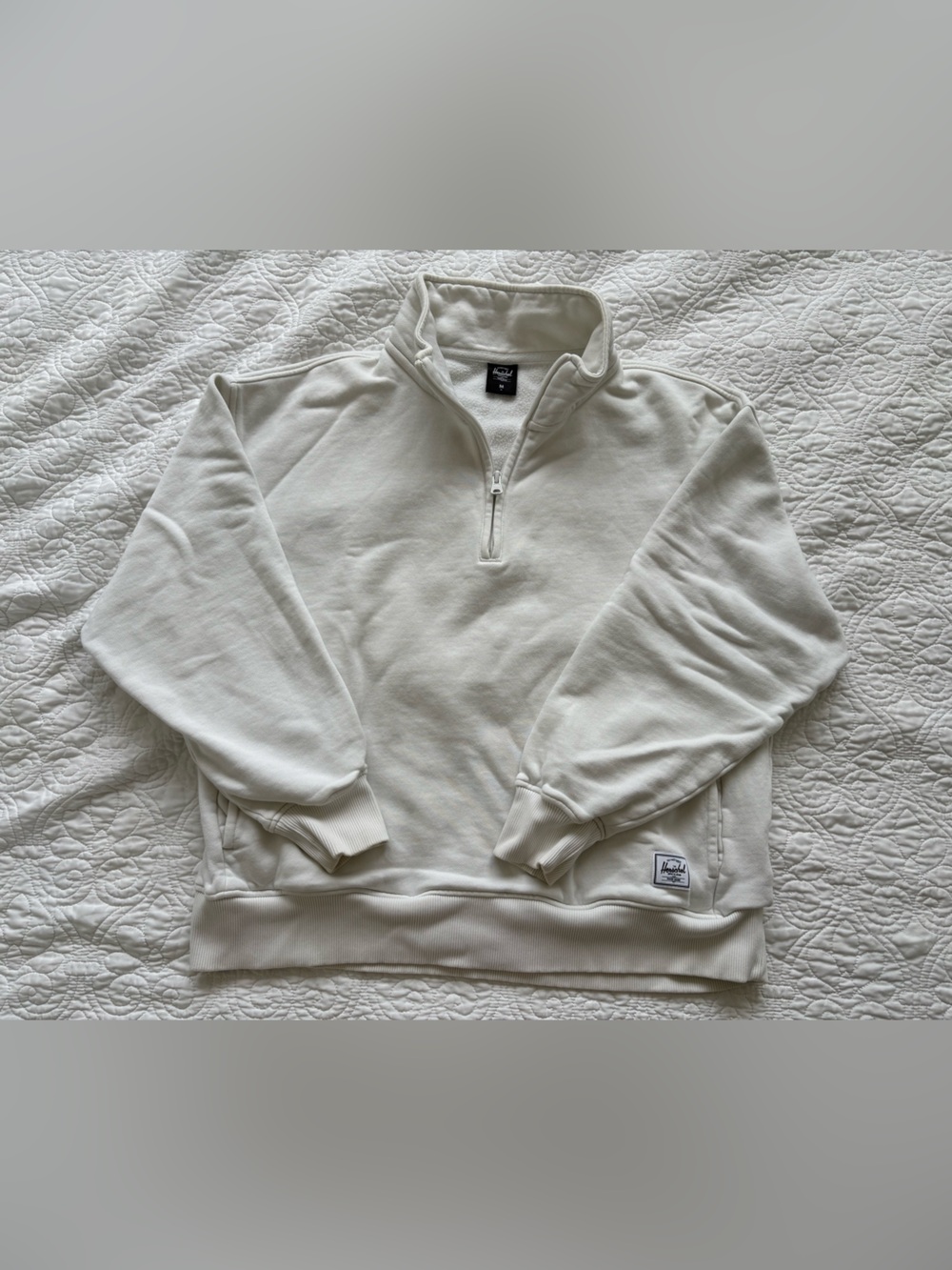Women's Half-Zip Pullover Sweater in Off-White